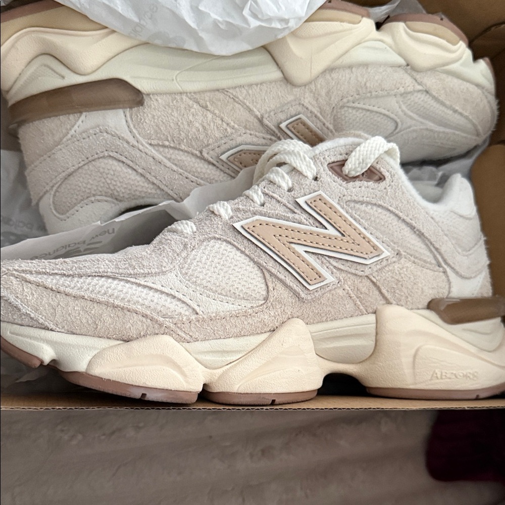 New Balance Women's Cream and Tan Suede Sneakers